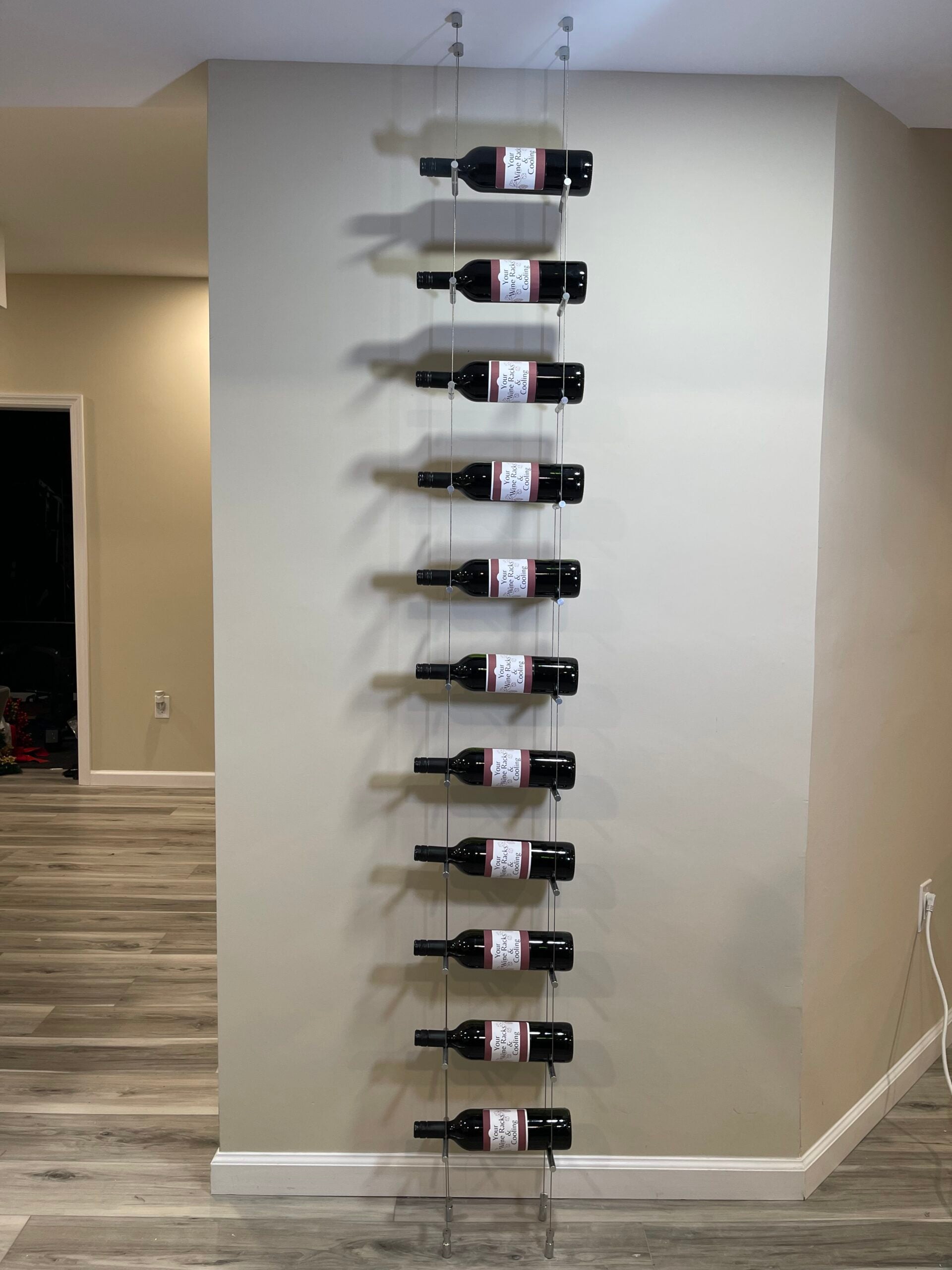 Peg Wine Rack 12 Bottle Silver Peg Cable Wine Rack